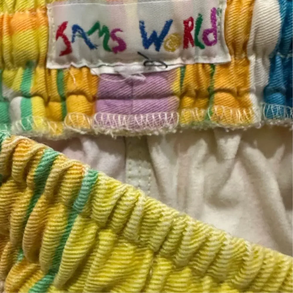 Vintage Sam's World Abstract Brushstroke Cotton Pull-On Shorts Vibe Art Print SM